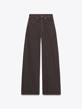 Zara Wide-Leg High-Rise Jeans in Chocolate Brown